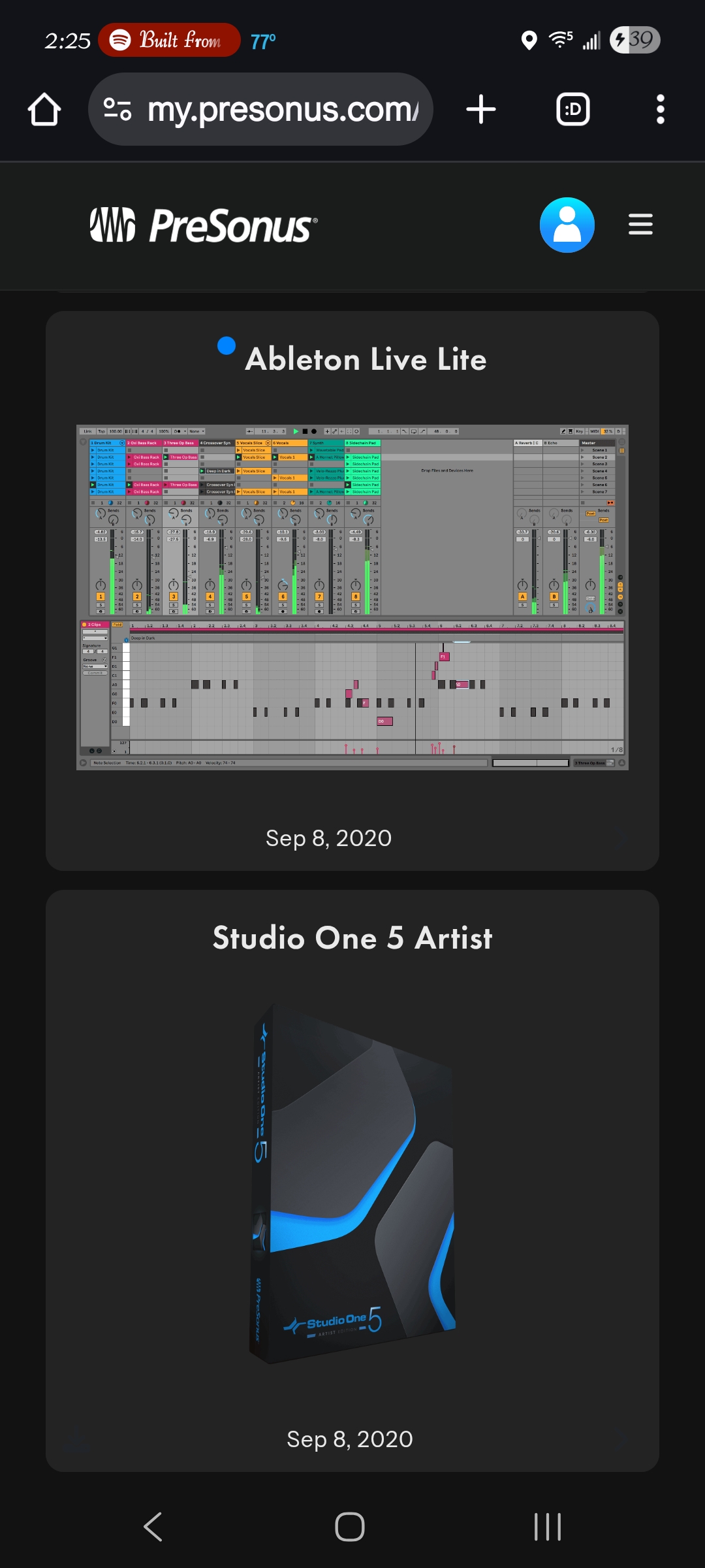 Presonus studio one prime oem and studio one 5 artist