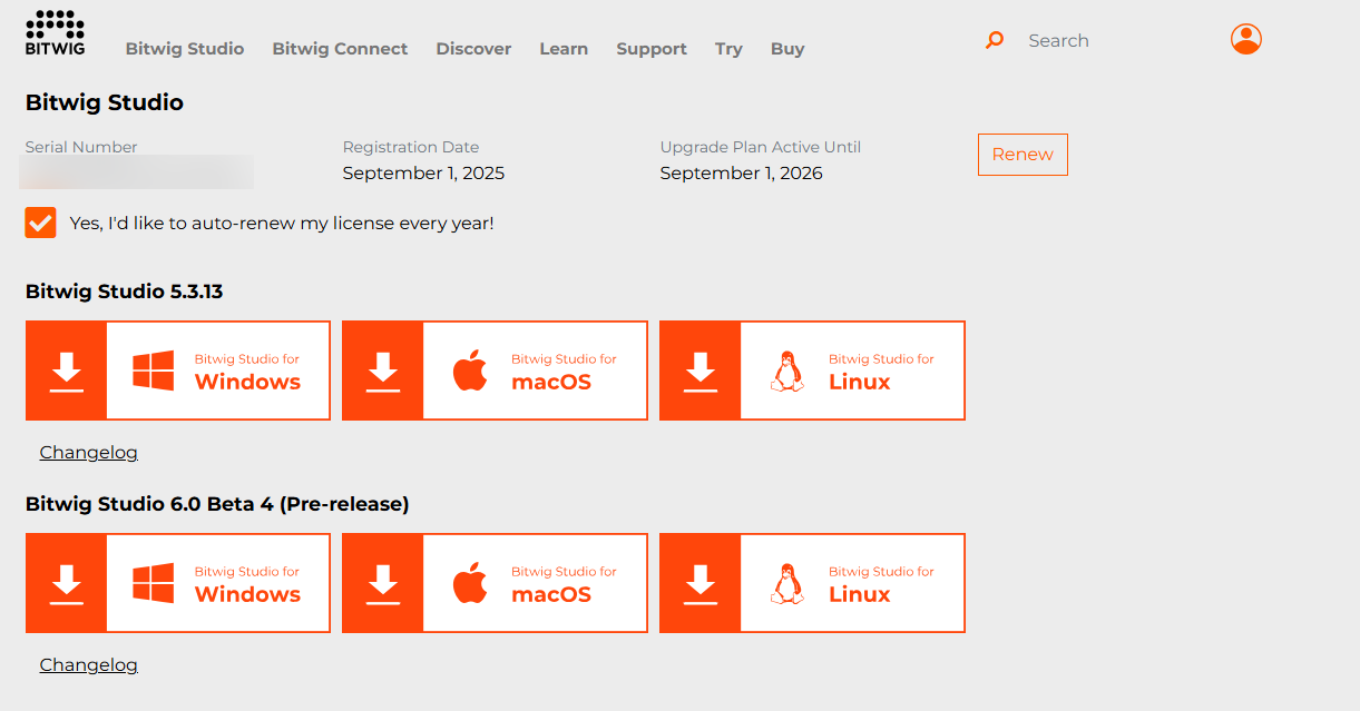 Bitwig Bitwig Studio 5/6 (active plan sep. 2026)