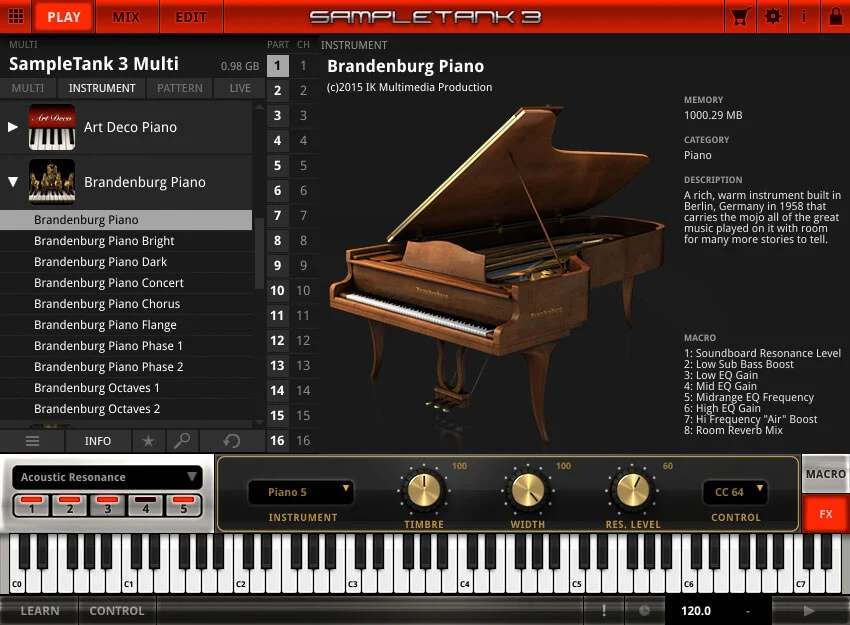 IK Multimedia Brandenburg Piano (sampletank library)