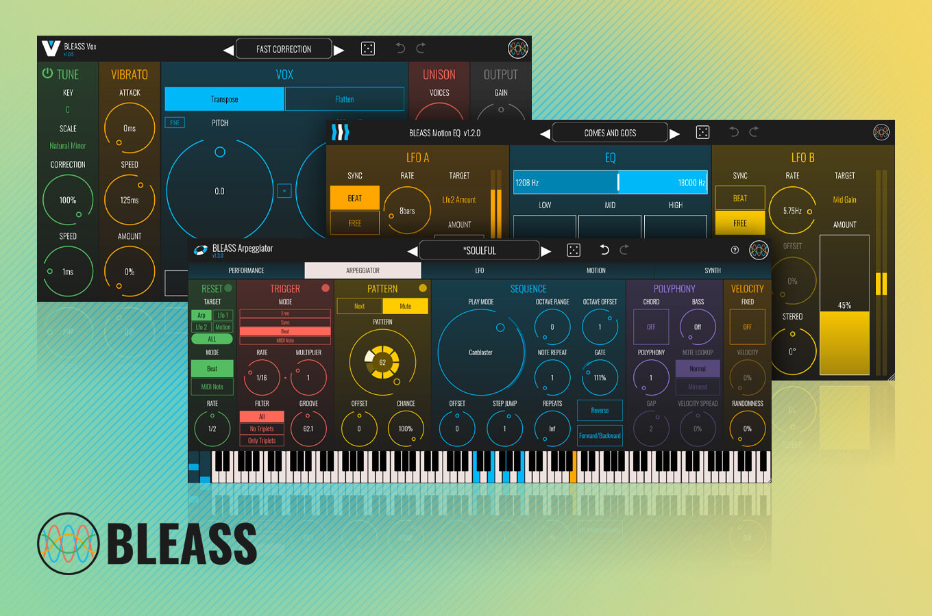 Bleass Arpeggiator, Vox, Motion EQ