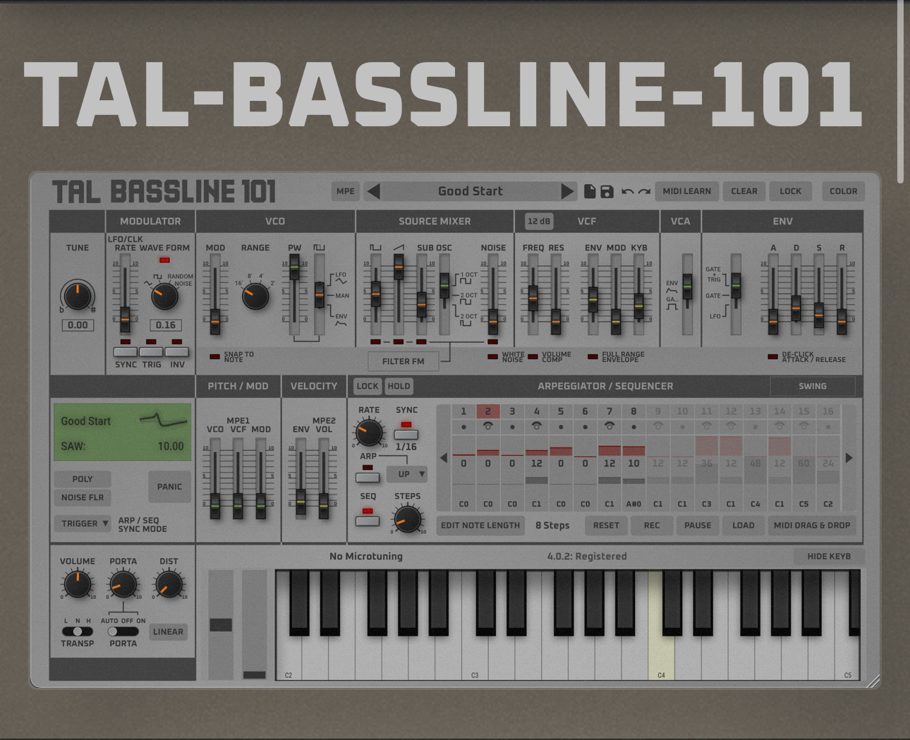 TAL-Togu Audio line TAL-BASSLINE-101 Roland SH101 emulation synthesize