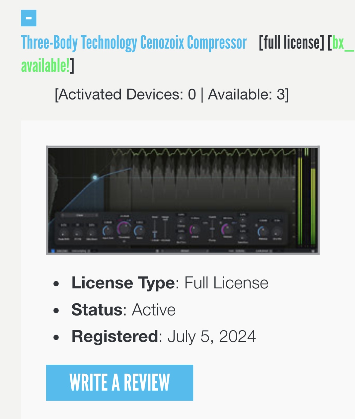 Plugin Alliance Three-Body Technology Cenozoix Compressor