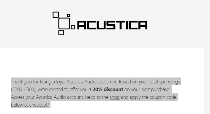 Acustica Audio Acustica Audio Voucher (20%)