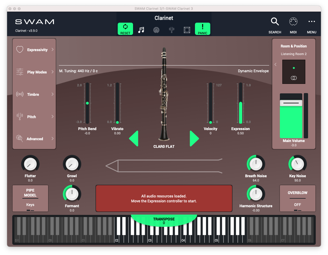 Audio Modeling SWAM Clarinets