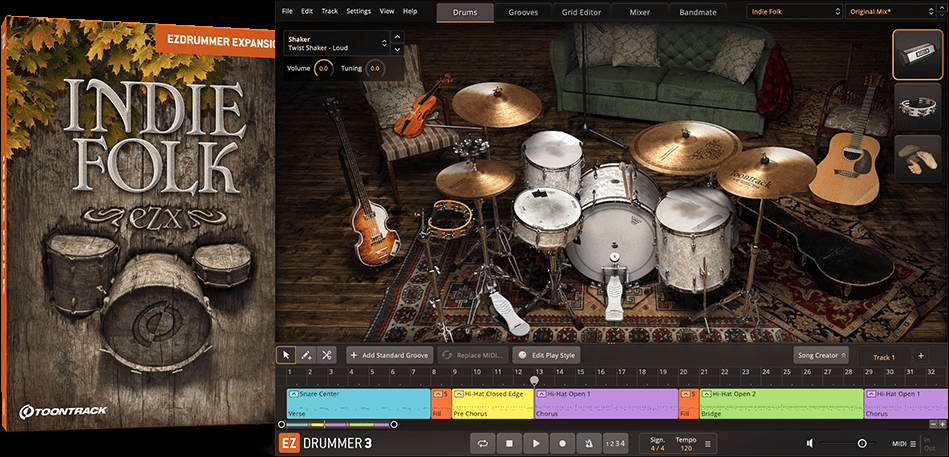 Toontrack Indie Folk EZX - for EZdrummer 2 & 3