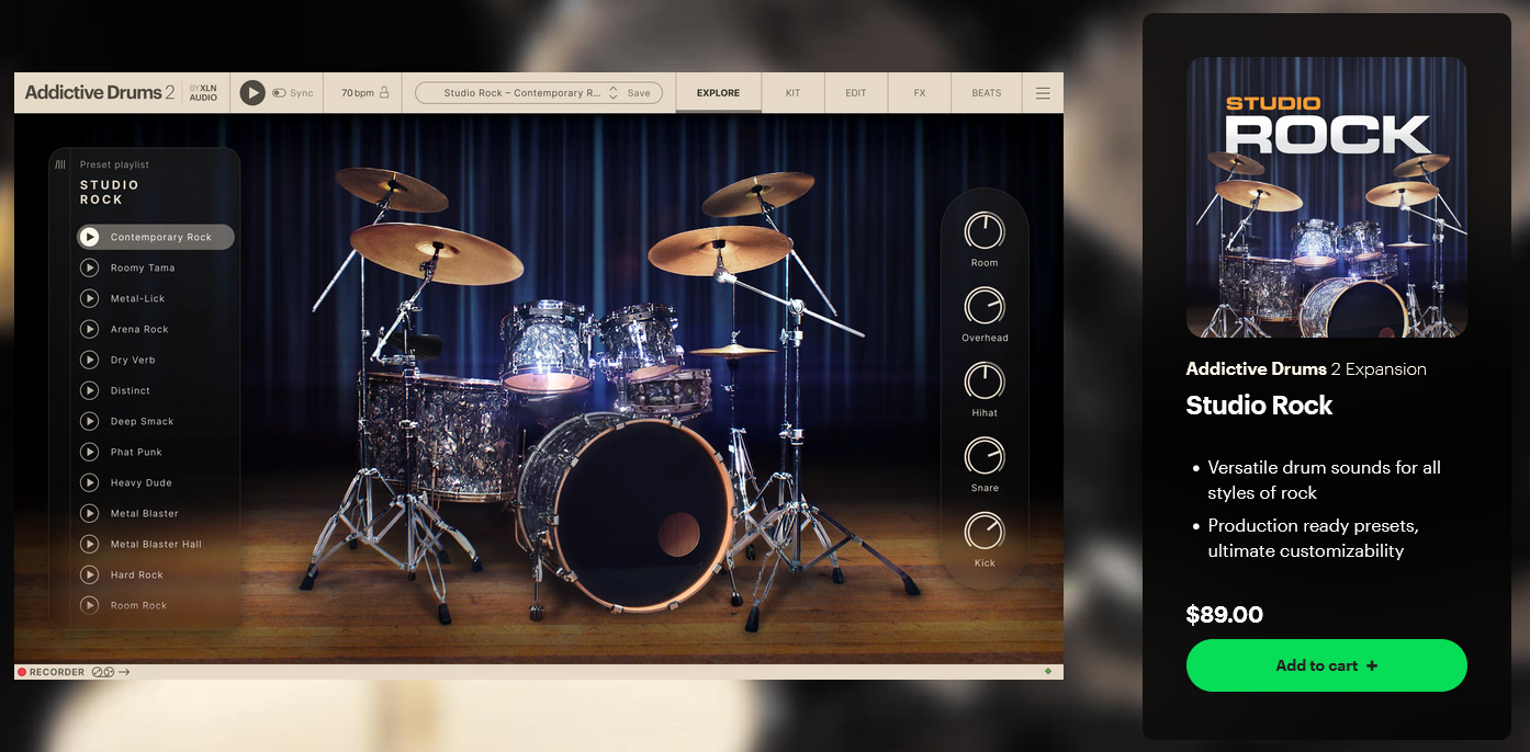 XLN Audio Addictive Drums 2 + Studio Rock ADpack