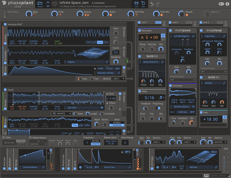 Kilohearts Phaseplant, Snapheap, Slice Eq