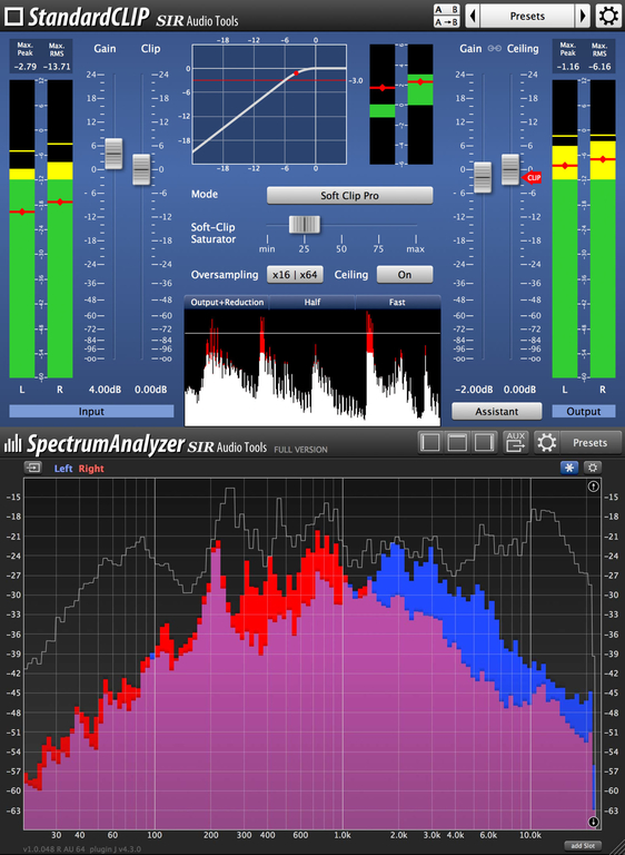 SIR Audio Tools StandardCLIP + SpectrumAnalyzer