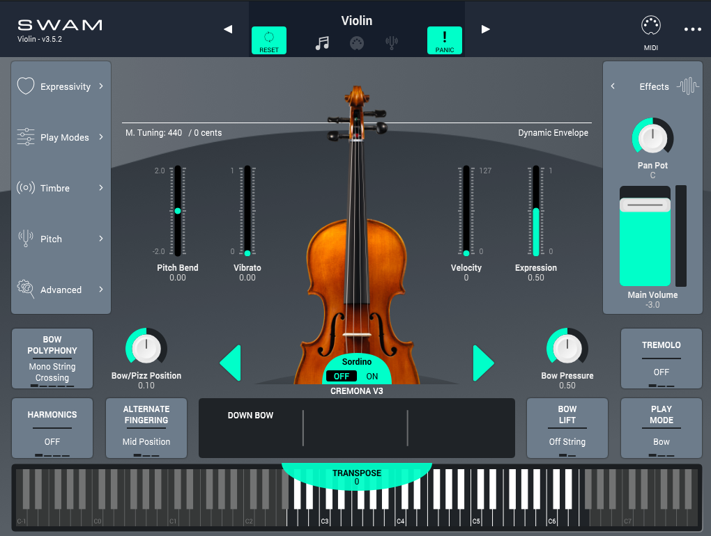 Audio Modeling SWAM Violin