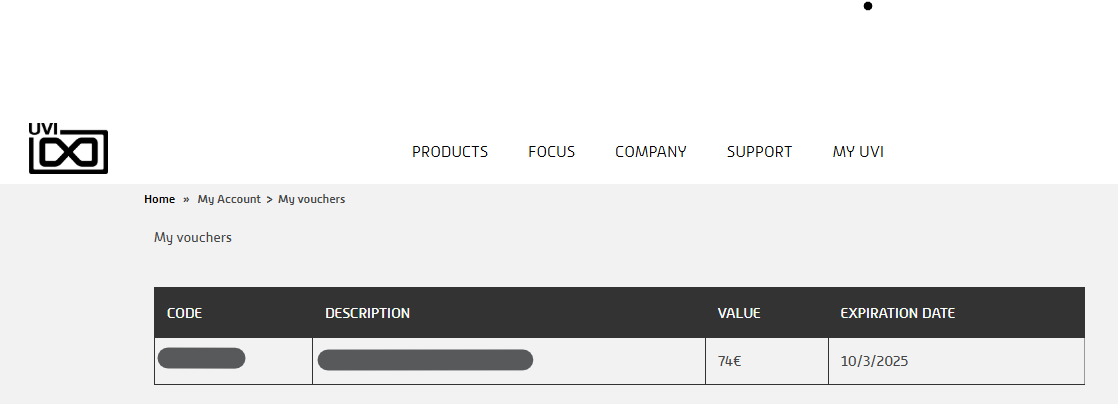 UVI UVI account with 74 EUR voucher valid till october